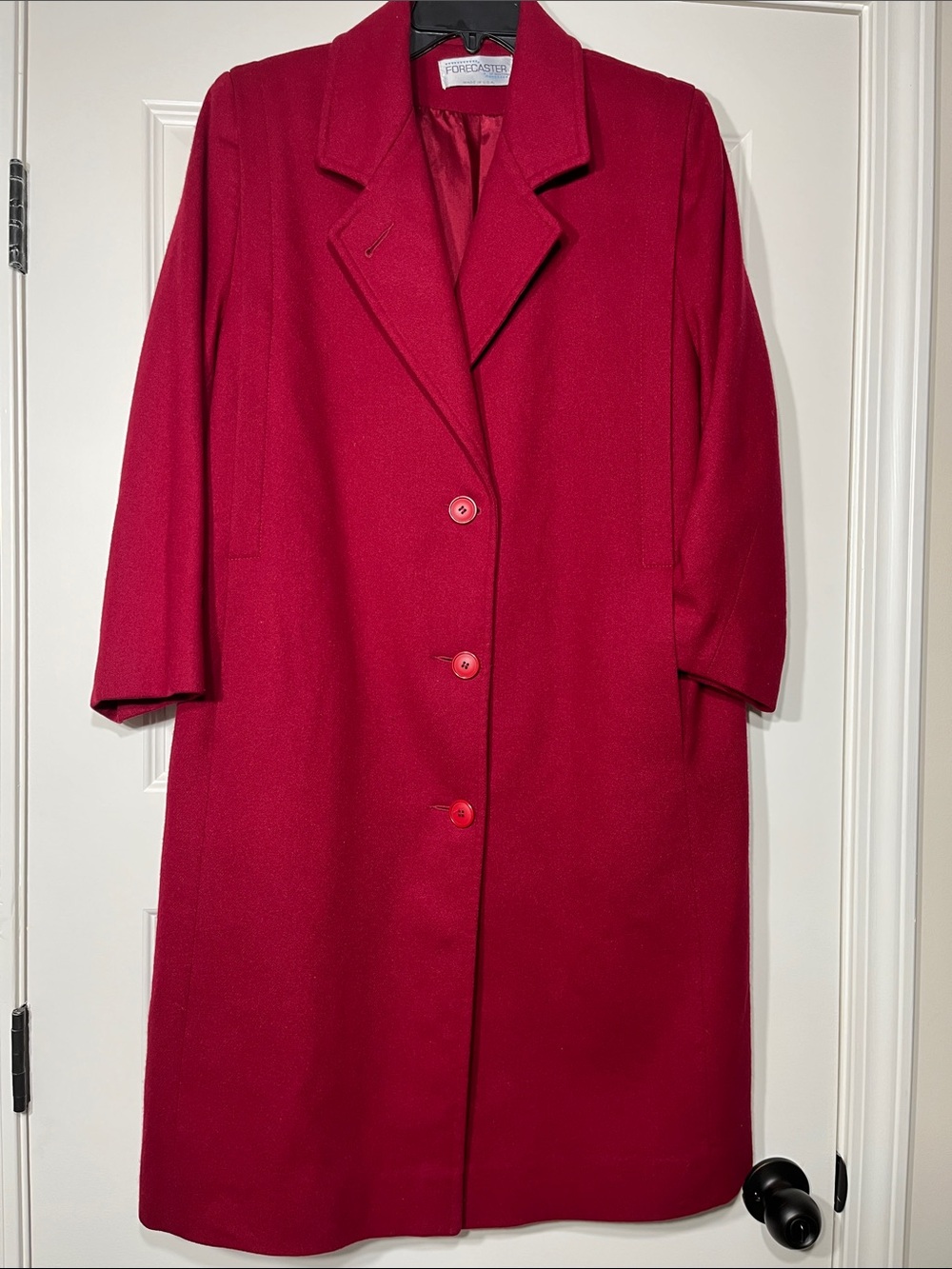 Forecaster 100% Wool Long Coat Red Womens 8 Vintage Lined Classic Winter